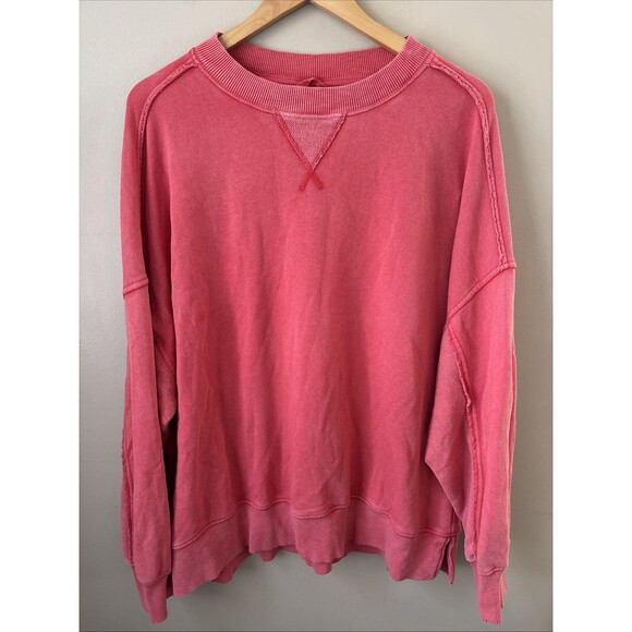 Aerie Tops - Aerie Women’s Oversized Coral Crew Neck Sweatshirt Size Large Pullover